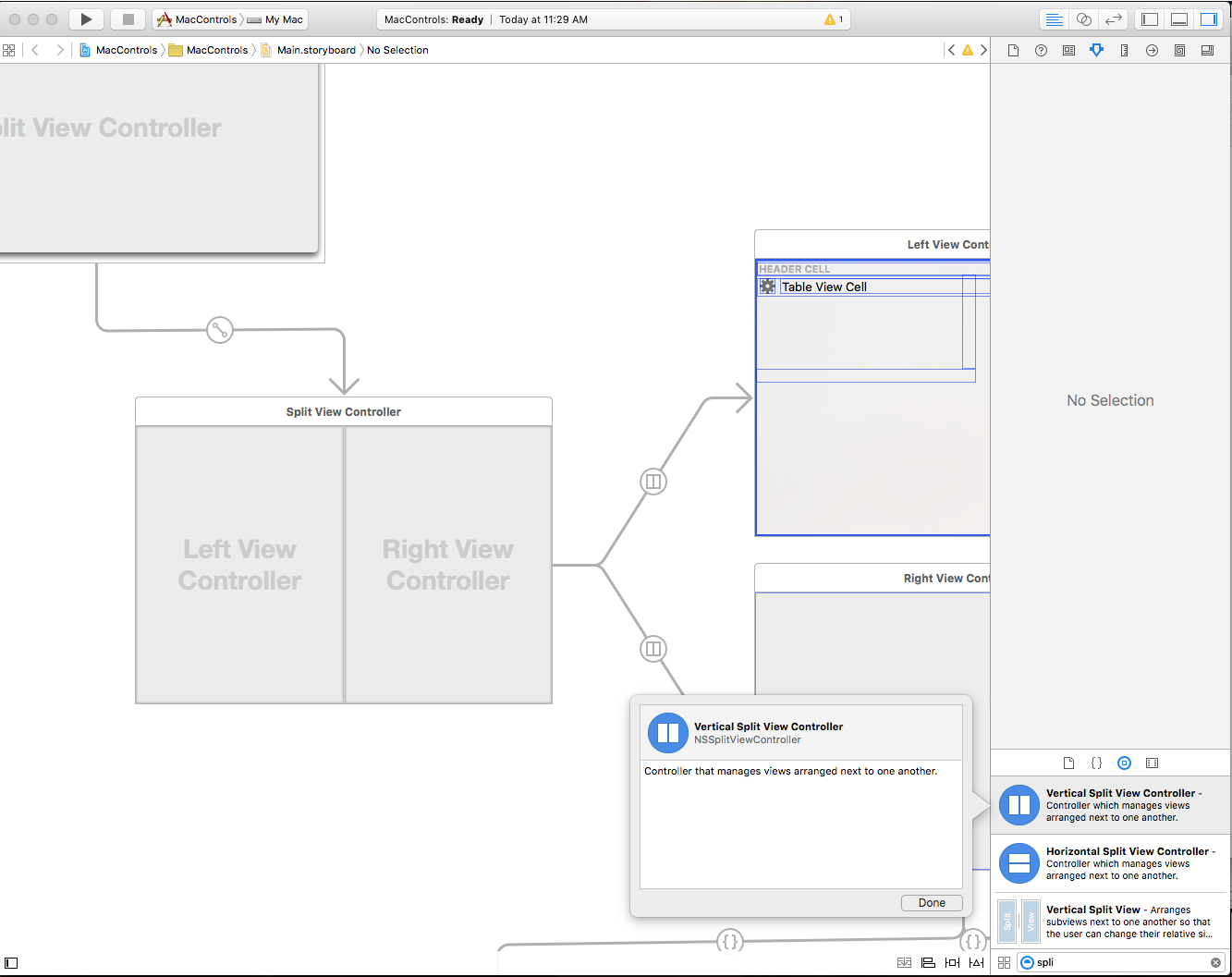 Selecting a Split View from the Library