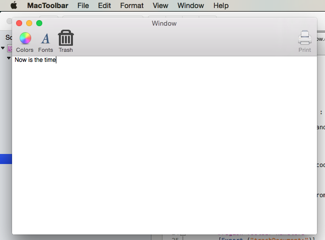 A toolbar with an active trash item A toolbar with an active trash item