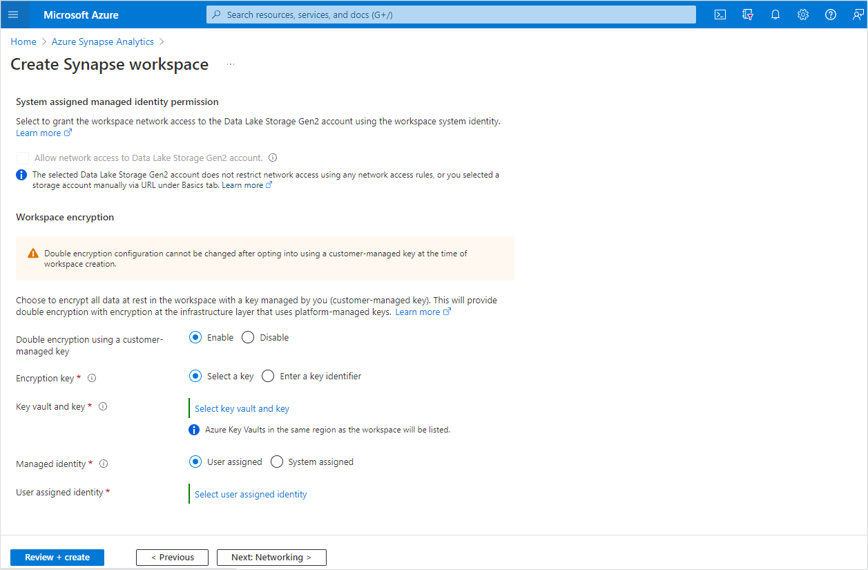 En este diagrama se muestra la opción que se debe seleccionar para permitir el cifrado doble en un área de trabajo con una clave administrada por el cliente.