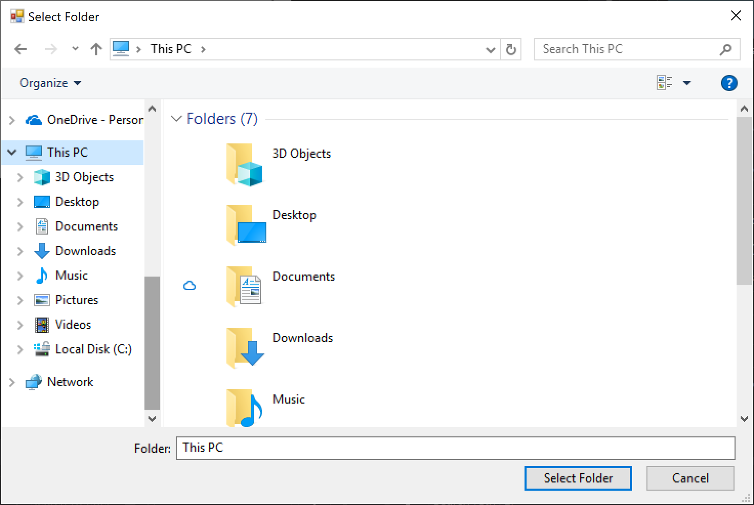 FolderBrowserDialogControl en .NET Core