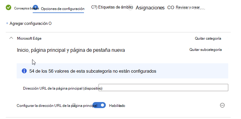 Configurar la dirección URL de la página principal