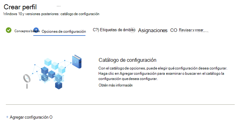 Selector de configuración de la pestaña