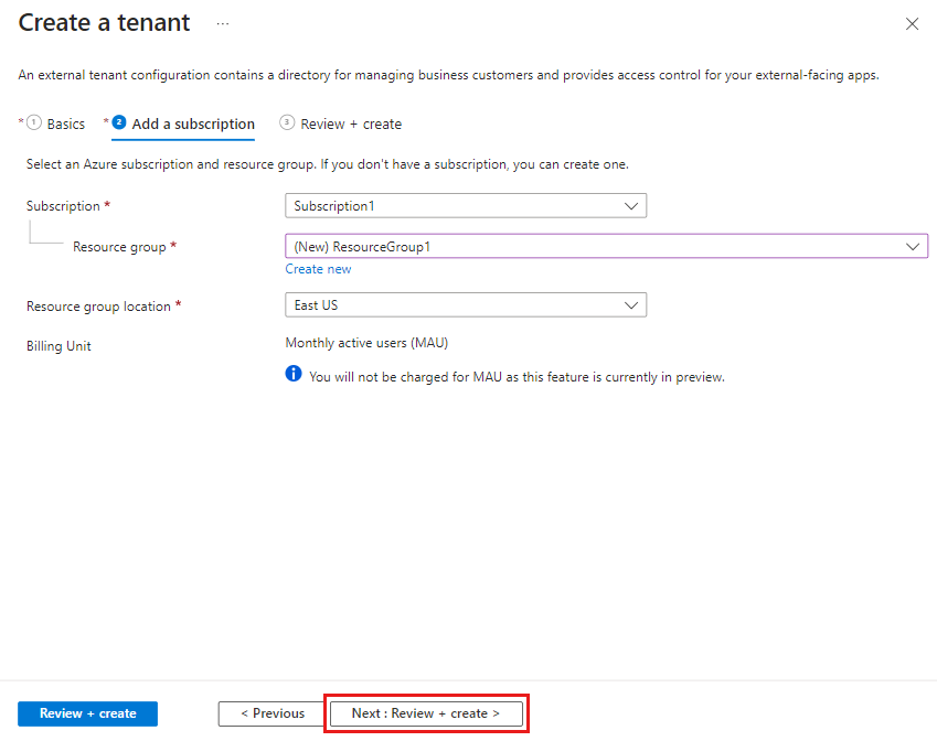 Captura de pantalla que muestra la configuración de suscripción.