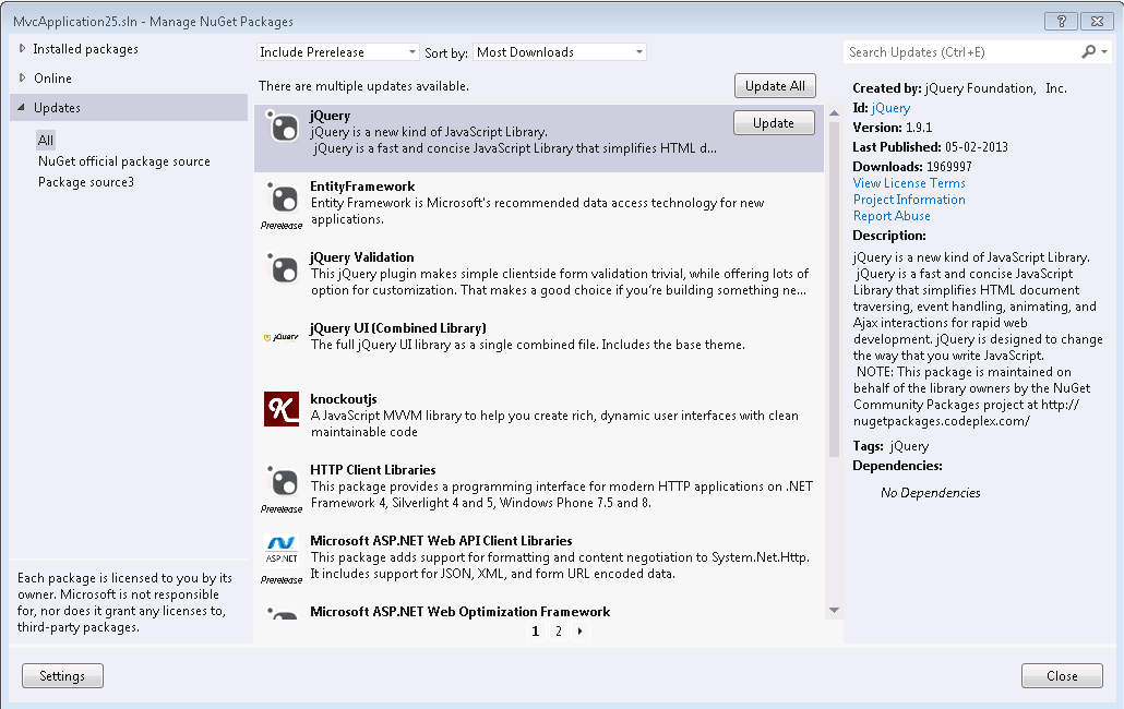 Botón Actualizar todo en el cuadro de diálogo