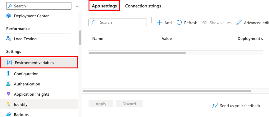 Captura de pantalla que muestra cómo desplazarse hasta la página Configuración de la aplicación