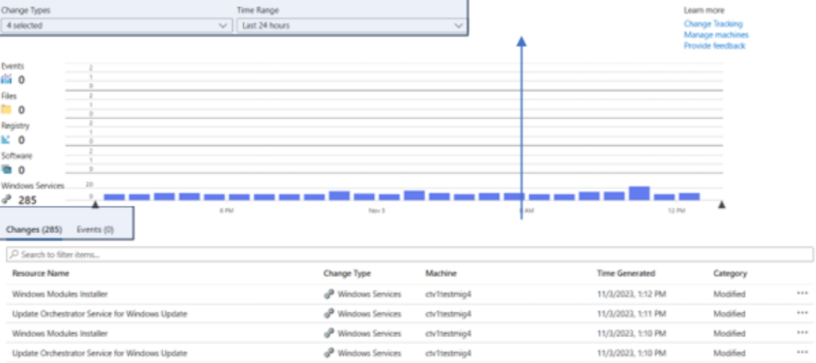 Captura de pantalla de la comparación de datos de análisis de registros con el agente de supervisión de Azure.