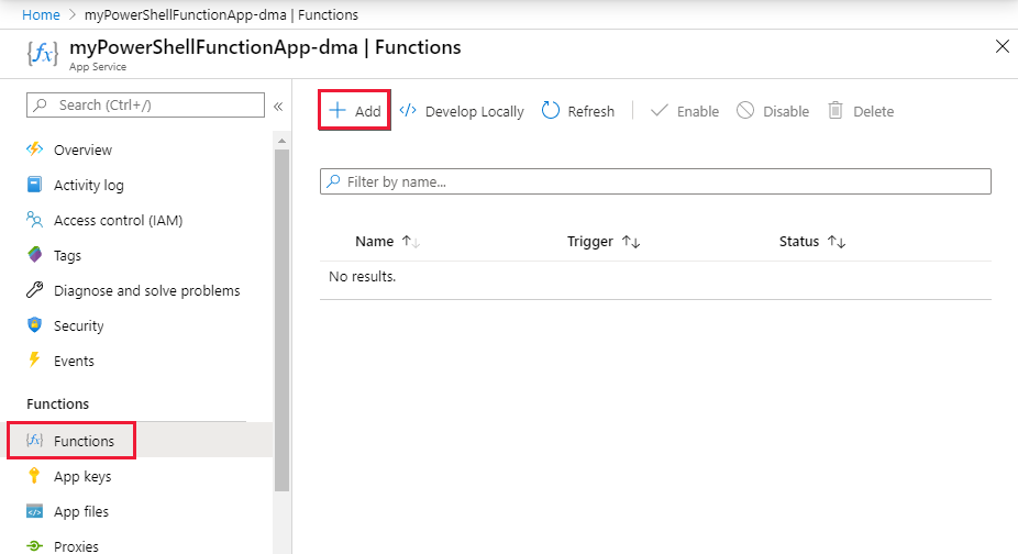 Cree un desencadenador HTTP.