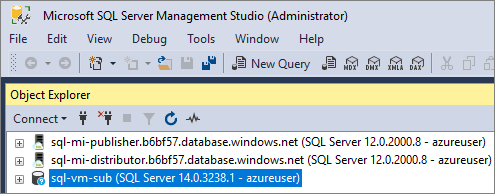 Captura de pantalla que muestra cómo probar la conectividad con las instancias administradas de SQL.
