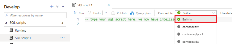 Habilitación del script SQL para usar el punto de conexión de SQL sin servidor en el área de trabajo