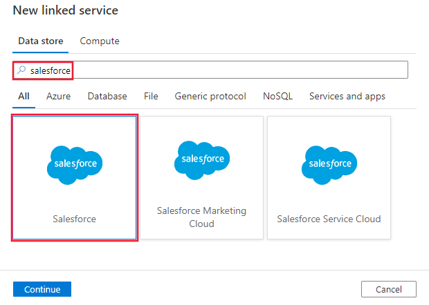 Captura de pantalla del conector de Salesforce.