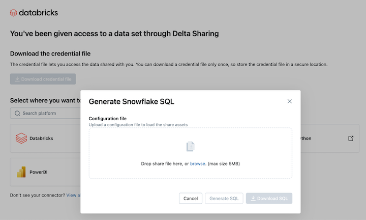 Carga del archivo de credenciales en Snowflake