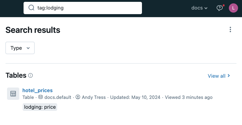 Búsqueda de tablas por clave de etiqueta