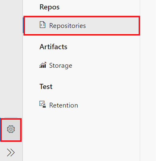 Captura de pantalla que muestra dónde ir para seleccionar los repositorios.