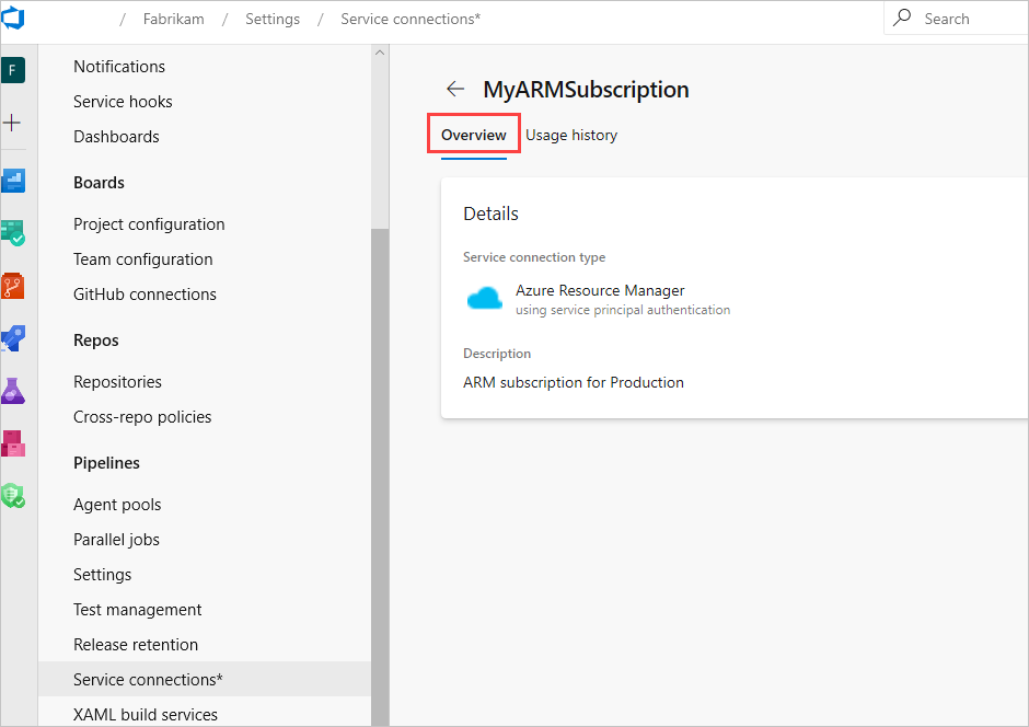 Información general de las conexiones de Azure Resource Manager