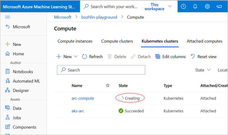 Captura de pantalla de la configuración de asociación del clúster de Kubernetes.