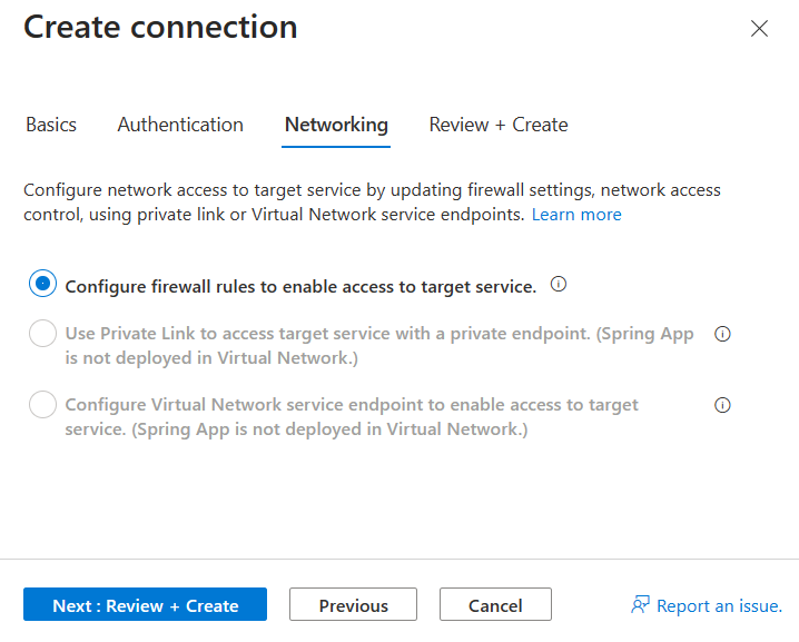 Captura de pantalla de Azure Portal en la que se está rellenando la pestaña Redes.