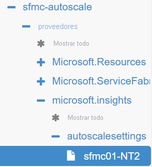 Vista de árbol de ejemplo de Azure Resource Explorer