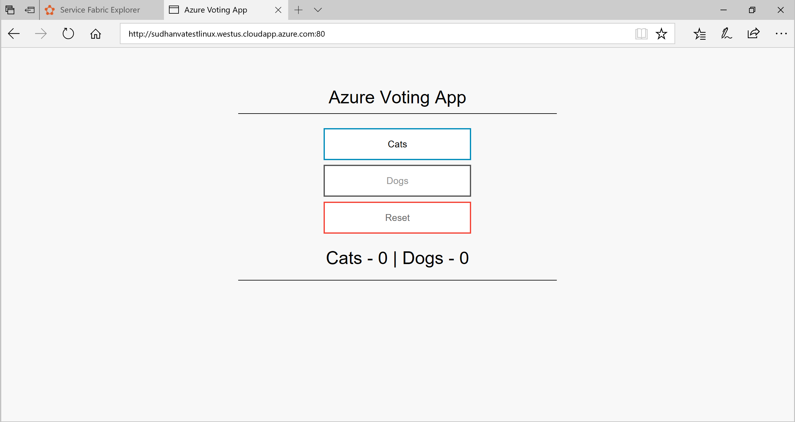 Página web de la aplicación de votación