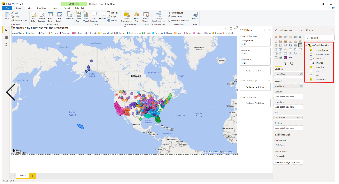 Seleccione columnas de interés para generar un informe de mapa.