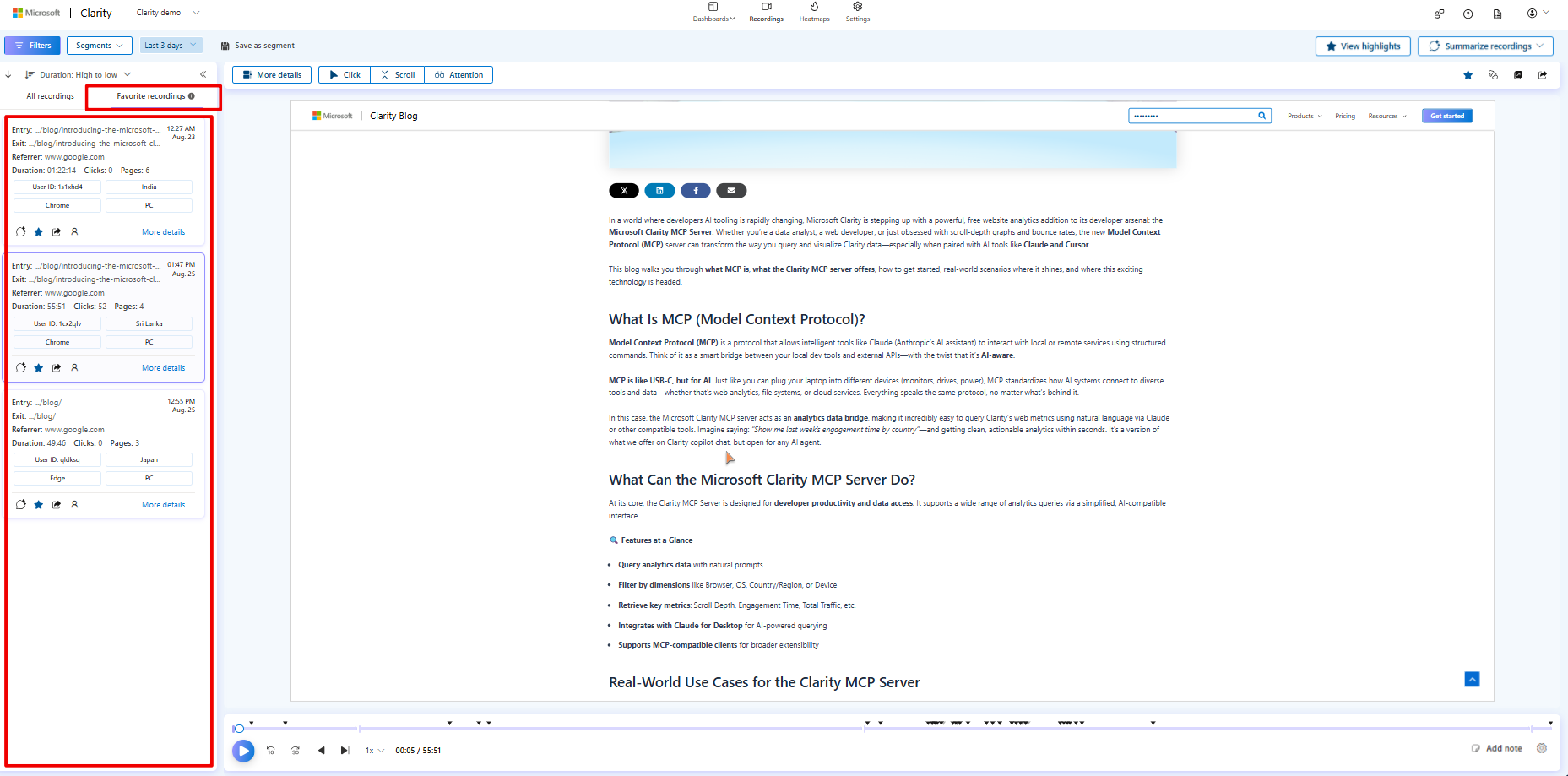 Session list favorites.