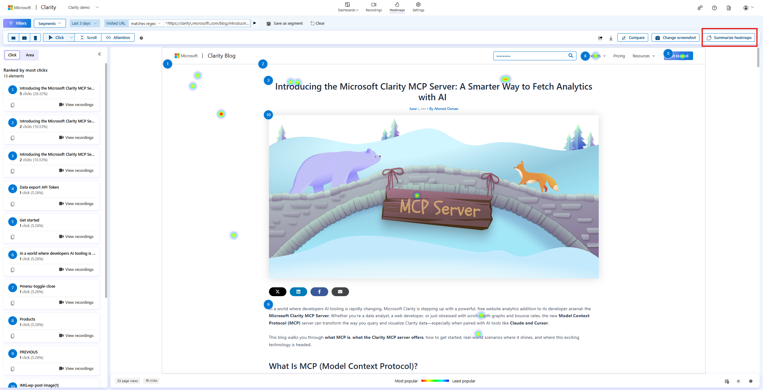 Select summarize heatmaps icon.