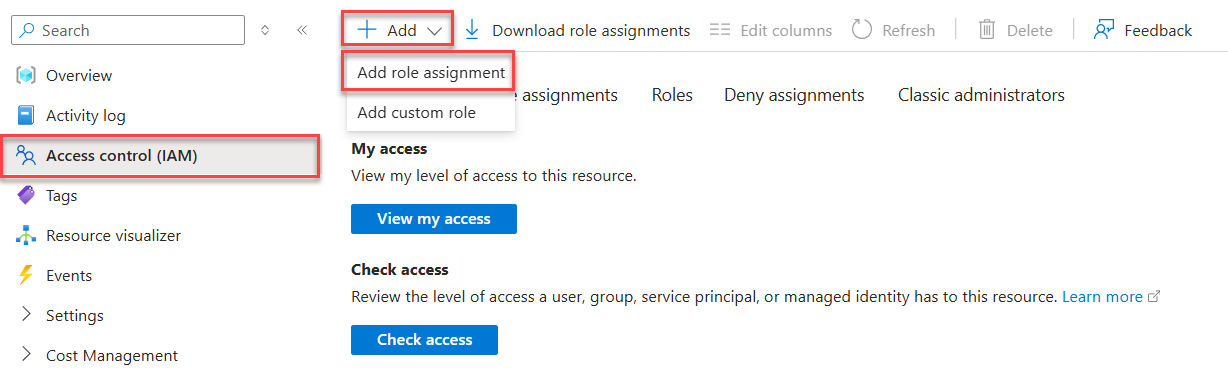 Captura de pantalla que muestra cómo acceder a la página de asignación de roles de identidad.