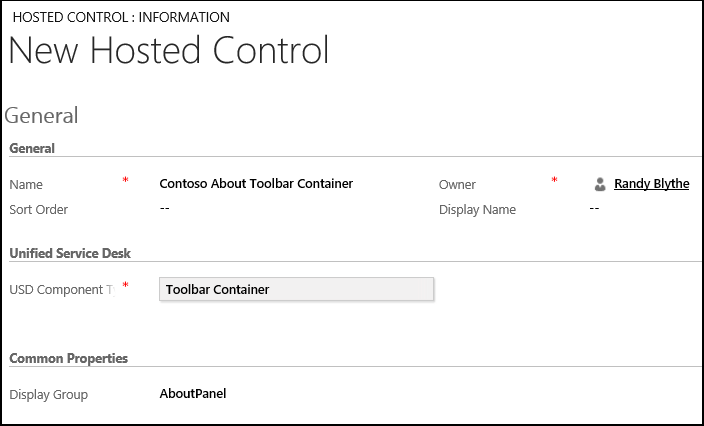 Control hospedado Contenedor de la barra de herramientas.