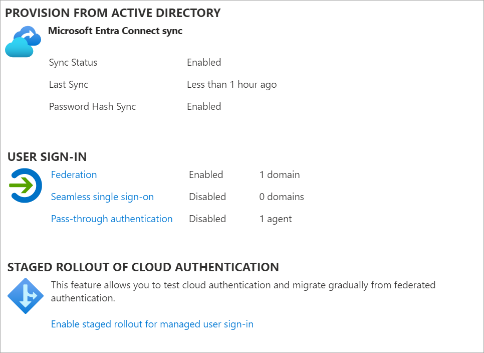 Comprobación de la configuración actual de Microsoft Entra Connect