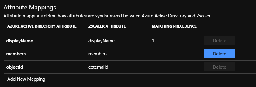 Screenshot of the Attribute Mappings section with three mappings displayed.