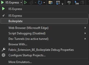 Captura de pantalla del proyecto UI para startup en Visual&nbsp;Studio.