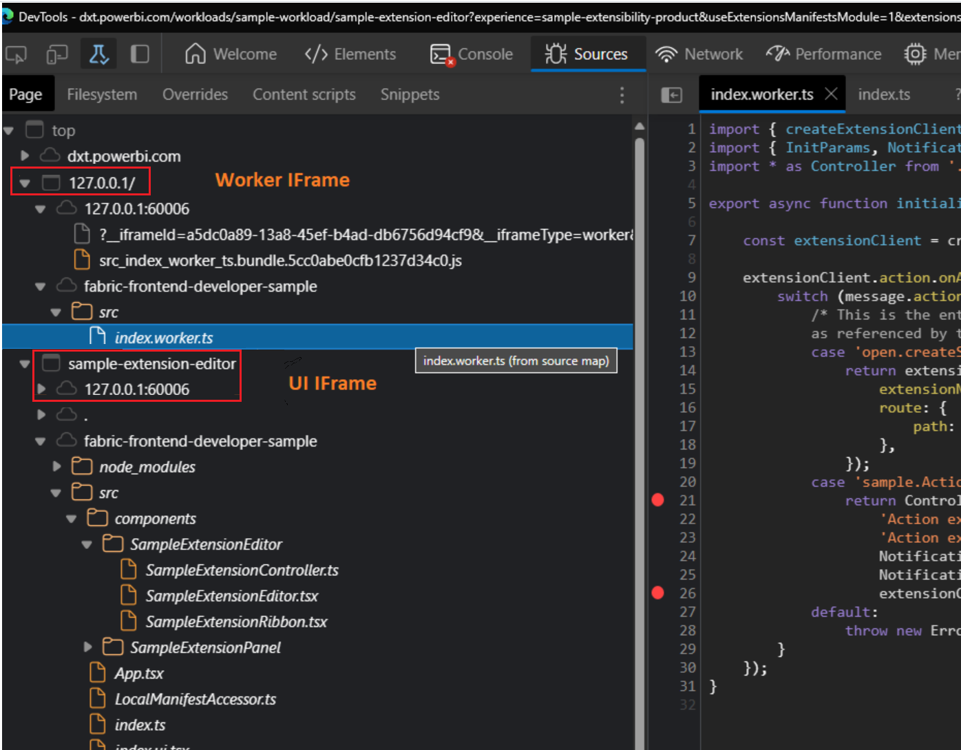 Recorte de pantalla de los archivos de depuración en Visual&nbsp;Studio Code.