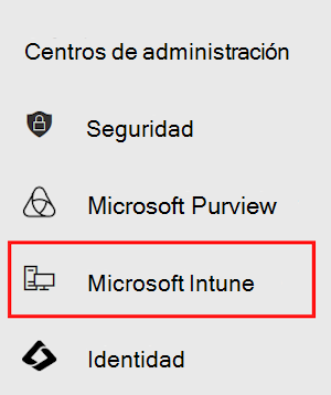 Captura de pantalla que muestra los centros de administración en el Centro de administración de Microsoft 365.