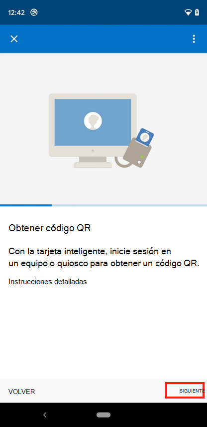 Captura de pantalla de ejemplo de la pantalla Obtener código QR del Portal de empresa.