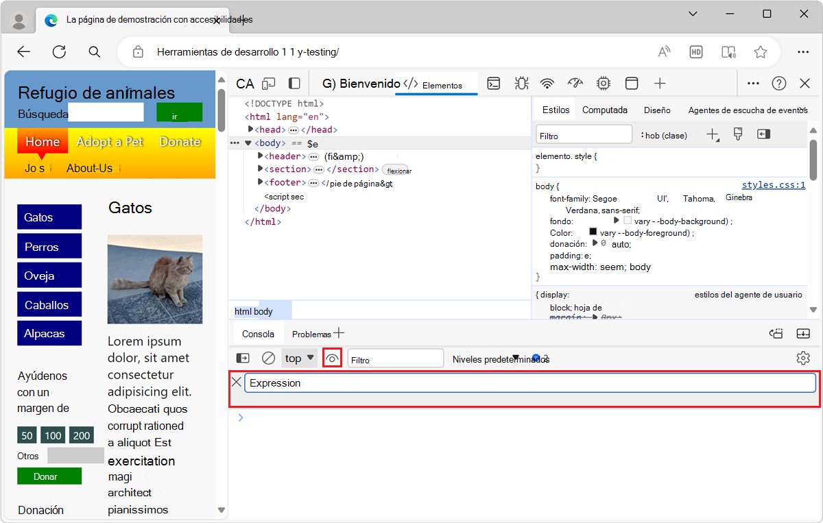 Creación de una expresión dinámica