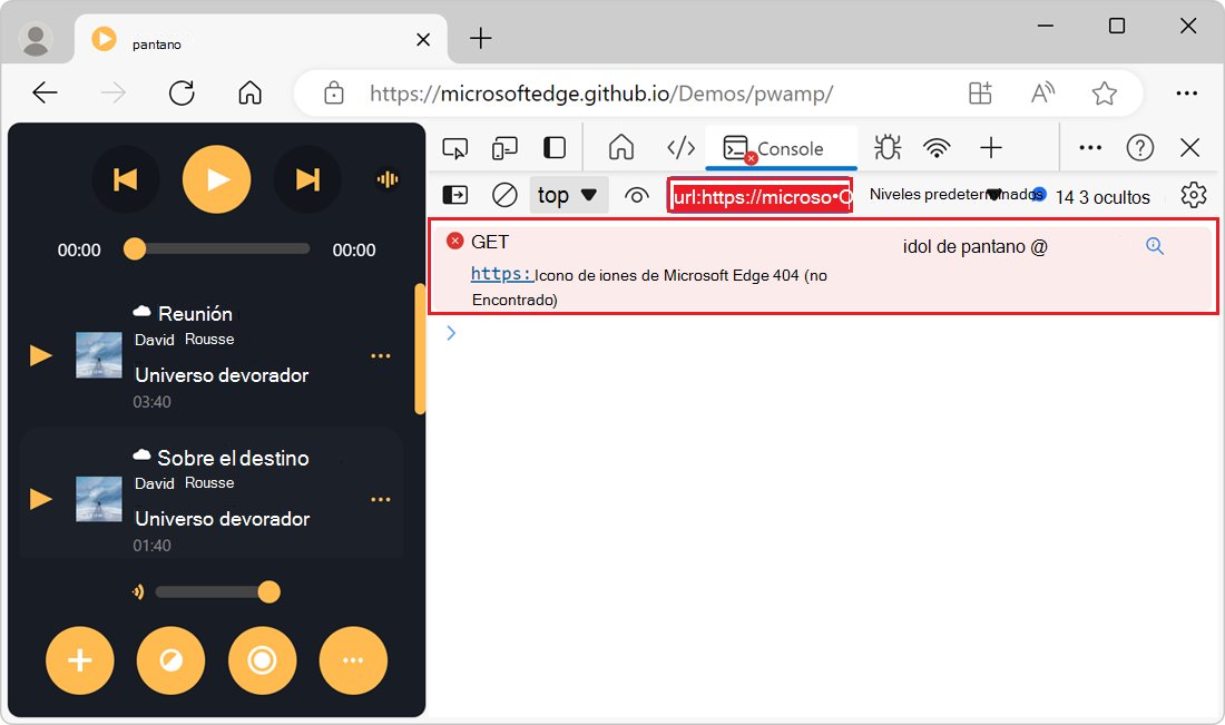 Solo se muestran los mensajes de la dirección URL del script seleccionado en la consola