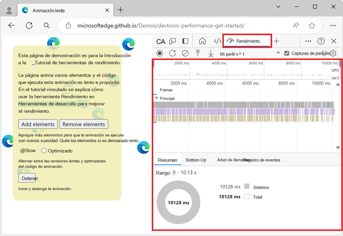 Resultado de la función profile()