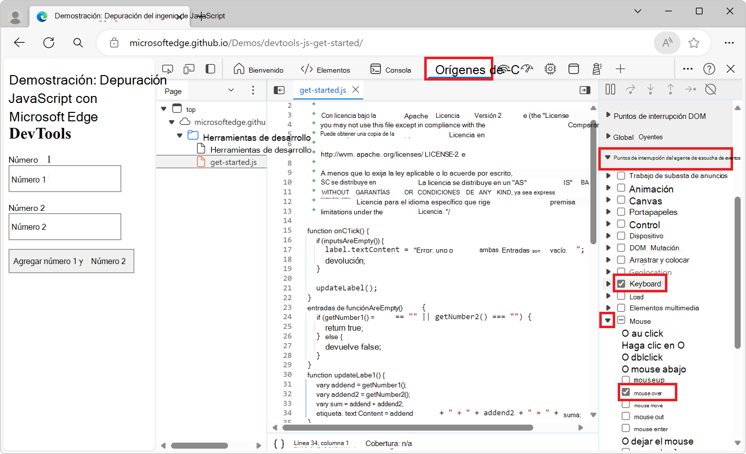 Creación de un punto de interrupción del agente de escucha de eventos