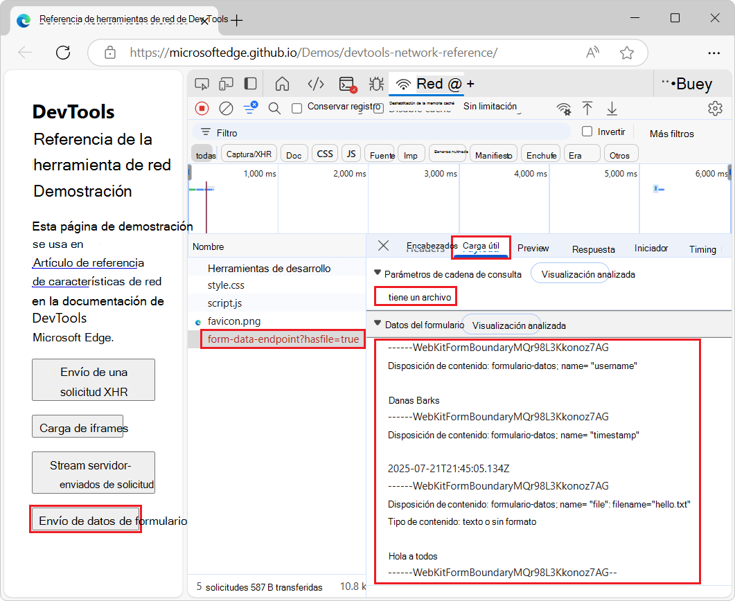 Sección Parámetros de cadena de consulta de la pestaña > Carga y Datos > del formulario el botón 