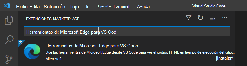 La extensión Microsoft Edge DevTools para Visual Studio Code
