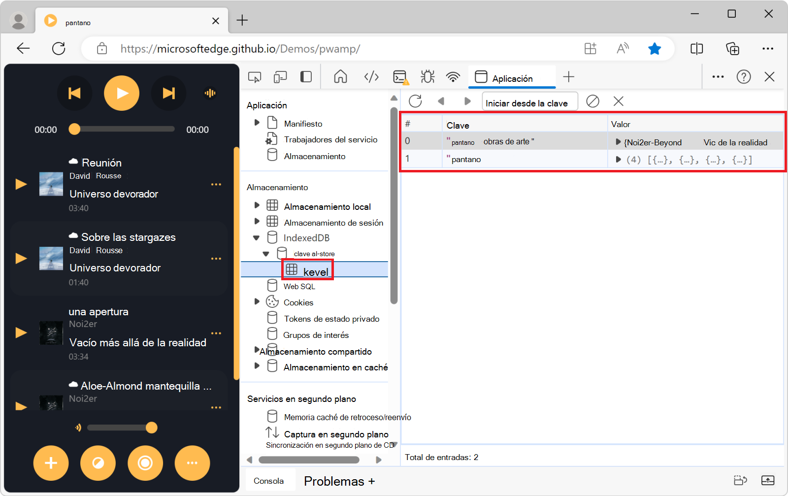 Almacén de objetos de notas