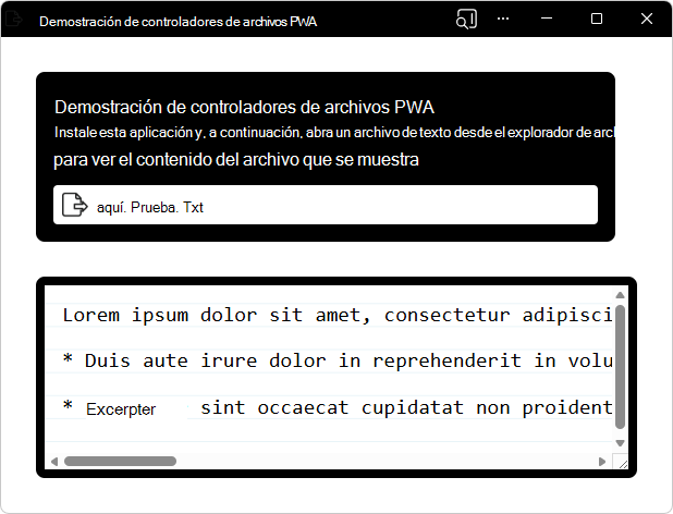 La aplicación de demostración 