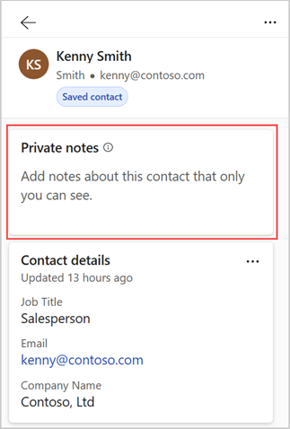 Captura de pantalla que mostra notes privades.