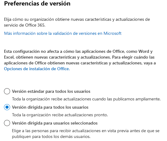 La captura de pantalla es un ejemplo que muestra la Centro de administración de Microsoft 365 menú 