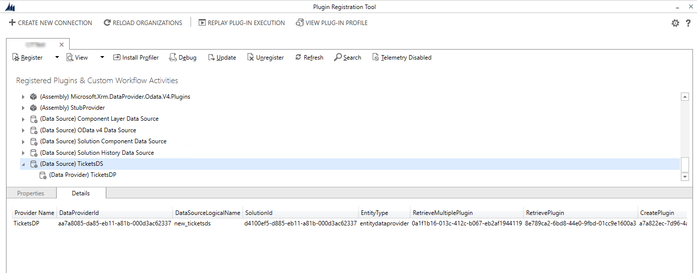 Proveedor de datos registrado.