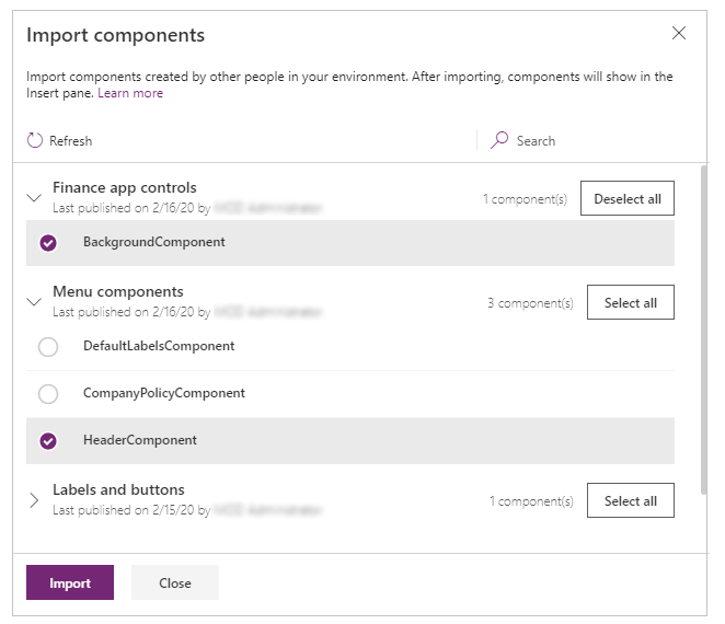 Importar components.