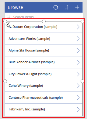 Galeria ressaltada per a la barra de desplaçament.
