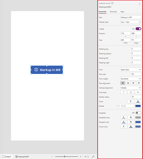 Propietats del control Marcatge en MR.