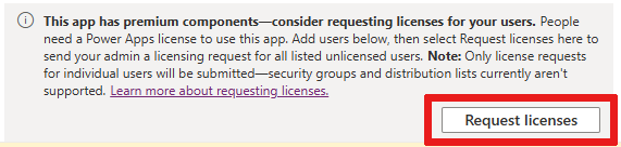 Sol·liciteu Power Apps llicències per als vostres usuaris.
