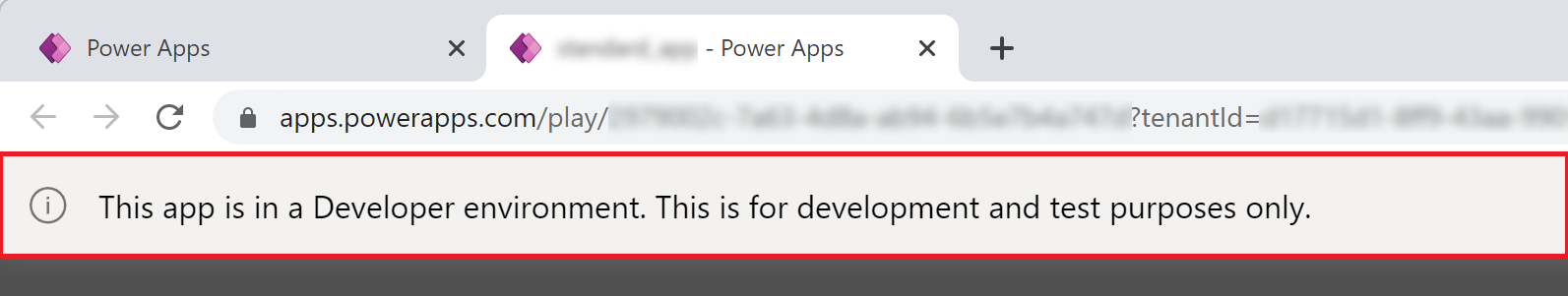 Bànner de l'aplicació de l'entorn de desenvolupador del Power Apps