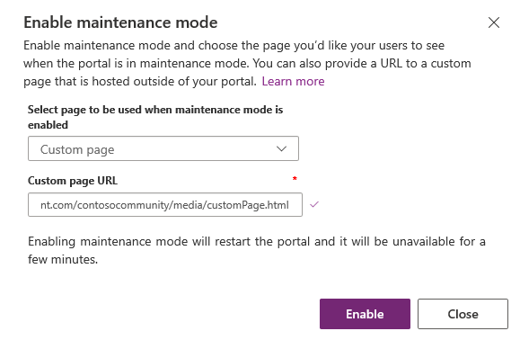 Activar la configuració del mode de manteniment.